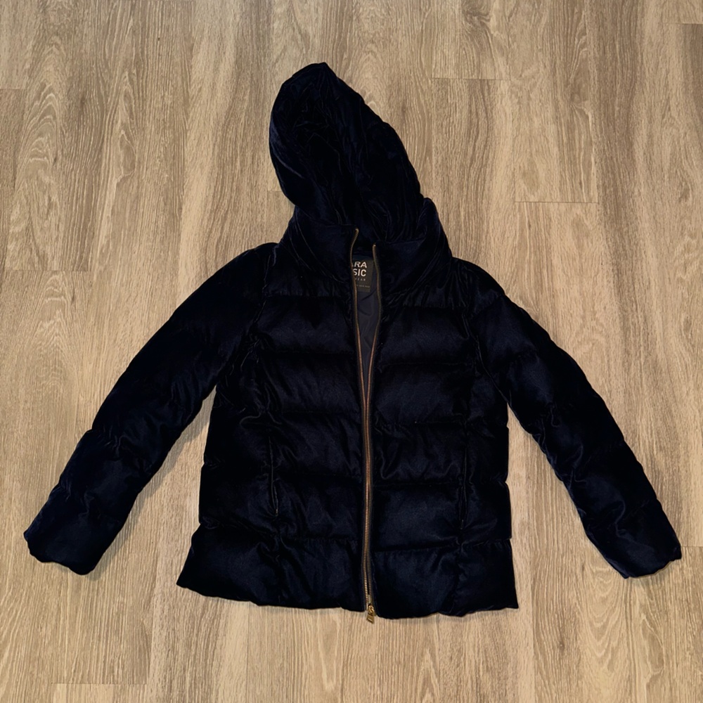 Zara Velvet Puffer Coat